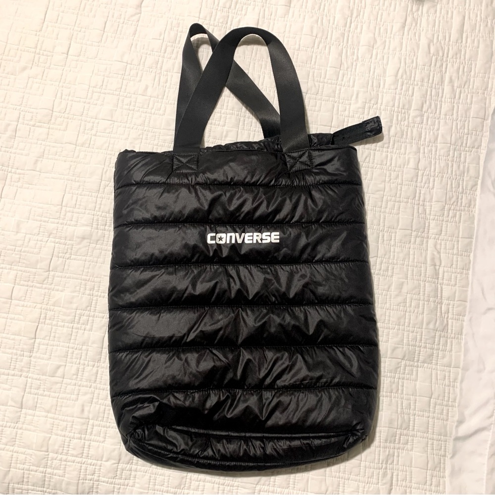 Converse Black Quilted Puffer Tote Bag NWOT